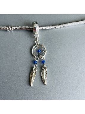 Dream Catcher Sterling Silver Dangle Feathers Charm Bead For Bracelet/ N…